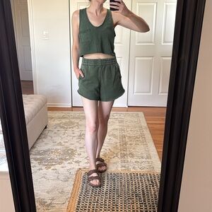 Aerie Crop Tank & High Waist Short Set Green Both Size XS